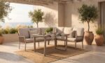 Tierra Outdoor dining set Liv model Rechts champagne + Liv tafel champagne - Afbeelding 2