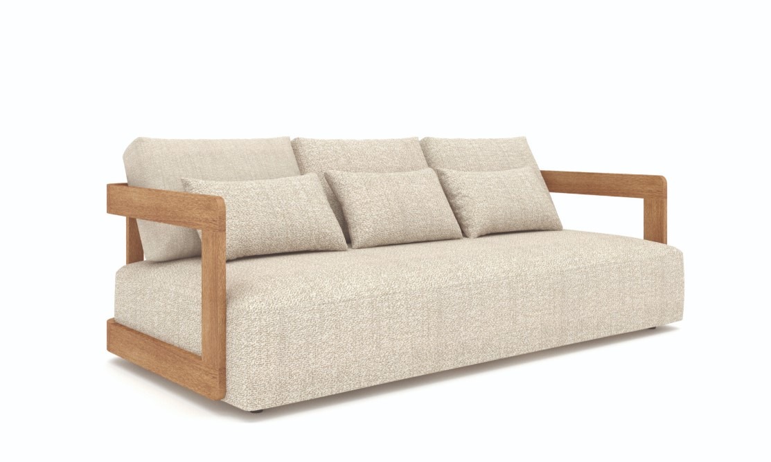 gescova rafa bank Gescova Outdoor Rafa lounge bank ecru/taupe Teak - Afbeelding 1
