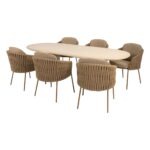 4 Seasons Outdoor Molina dining set 7 delig Amber met Hampton 160 cm tafel